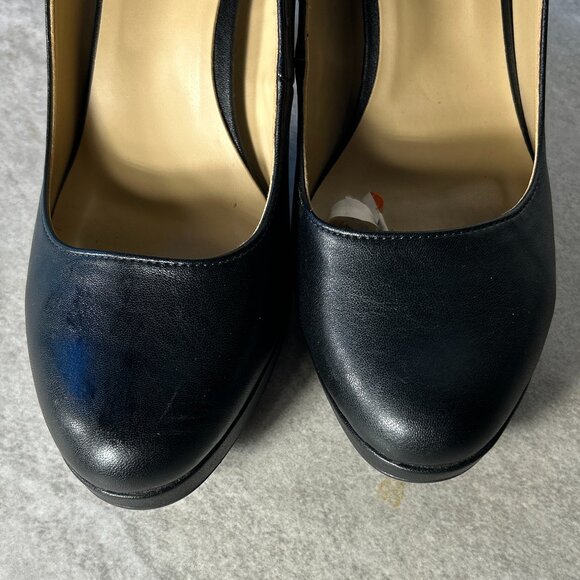 Naturalizer SZ 9.5 Berlin Black Leather Platform Block Heel Pump Timeless Career - Picture 5 of 7